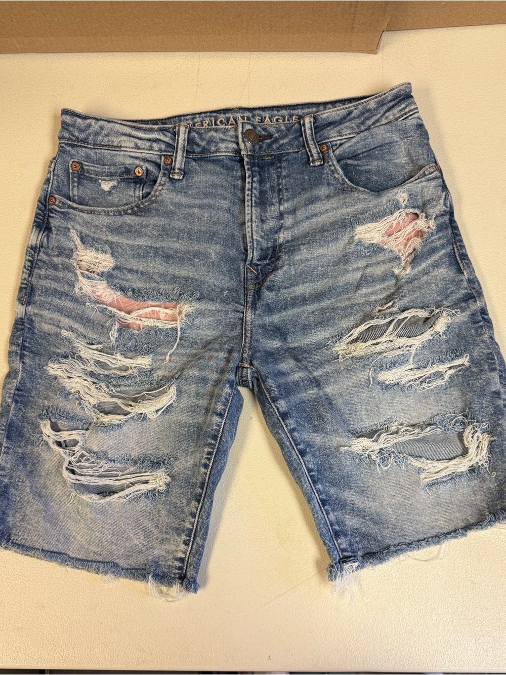 American Eagle Outfitters Ripped Light Blue Denim Jean Shorts
